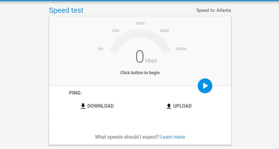 Medidor de teste de velocidade de download e upload da internet